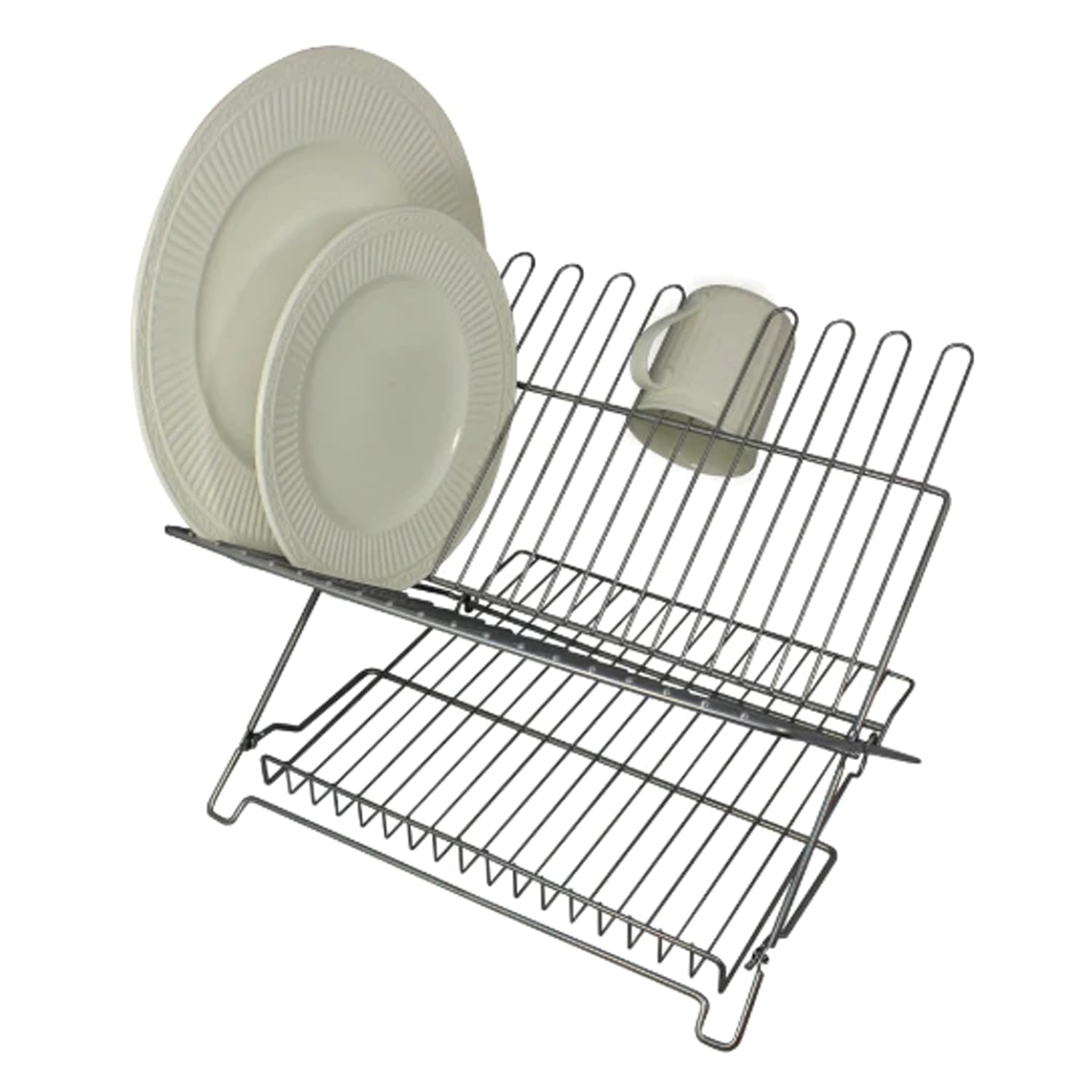 Better Houseware Jr. Folding Dish Rack, Metallic