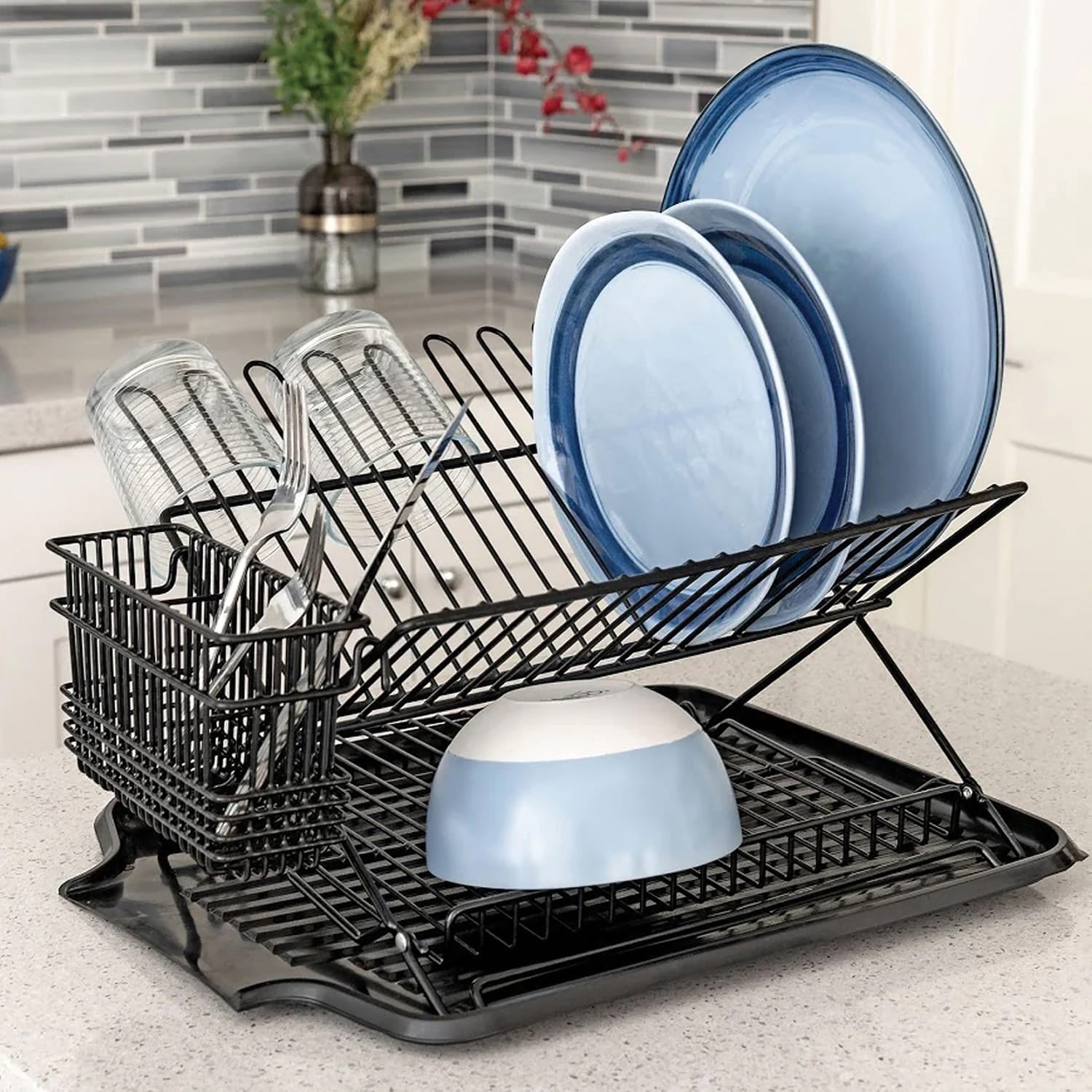 Better Houseware Jr. Folding Dish Rack, Black