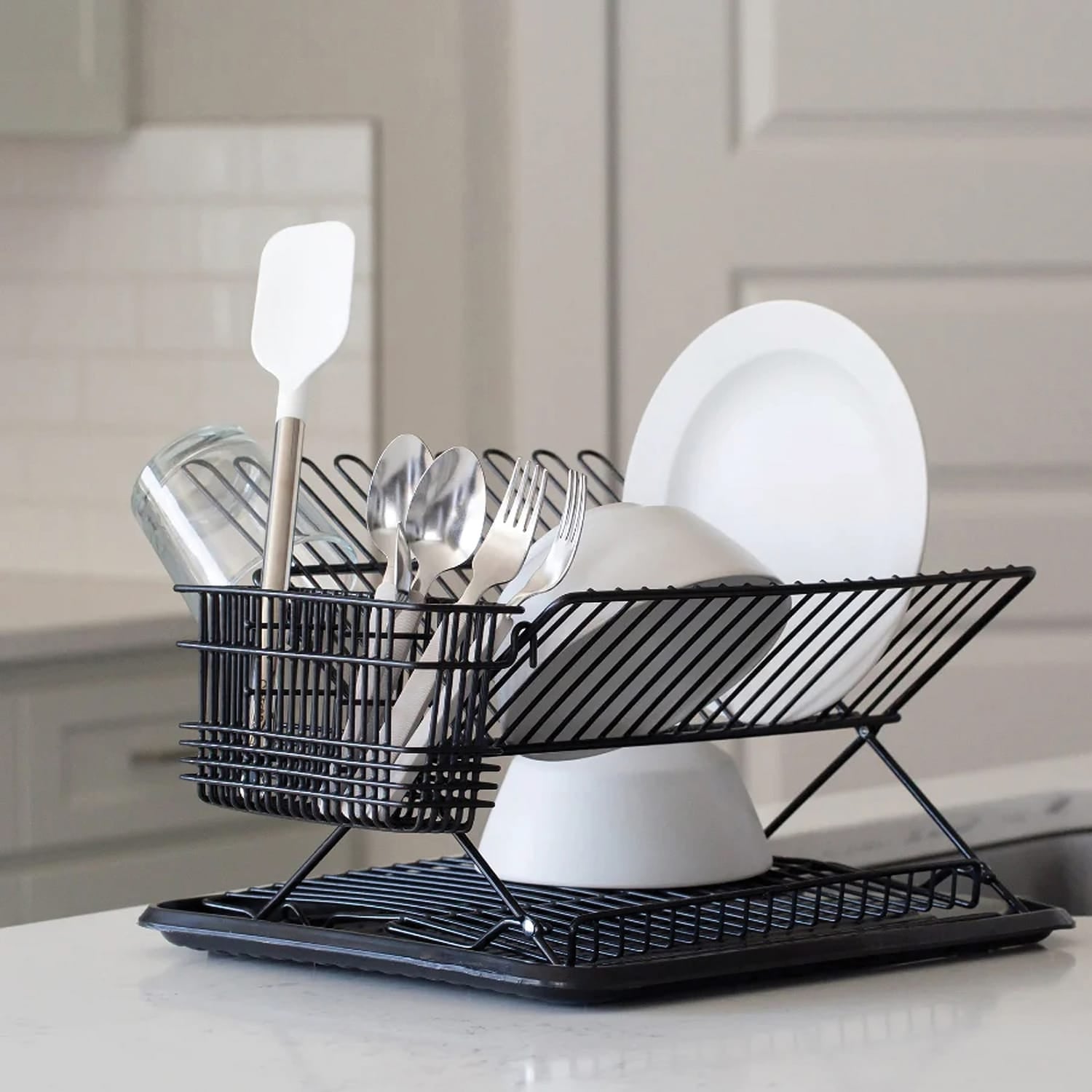 Better Houseware Jr. Folding Dish Rack, Black