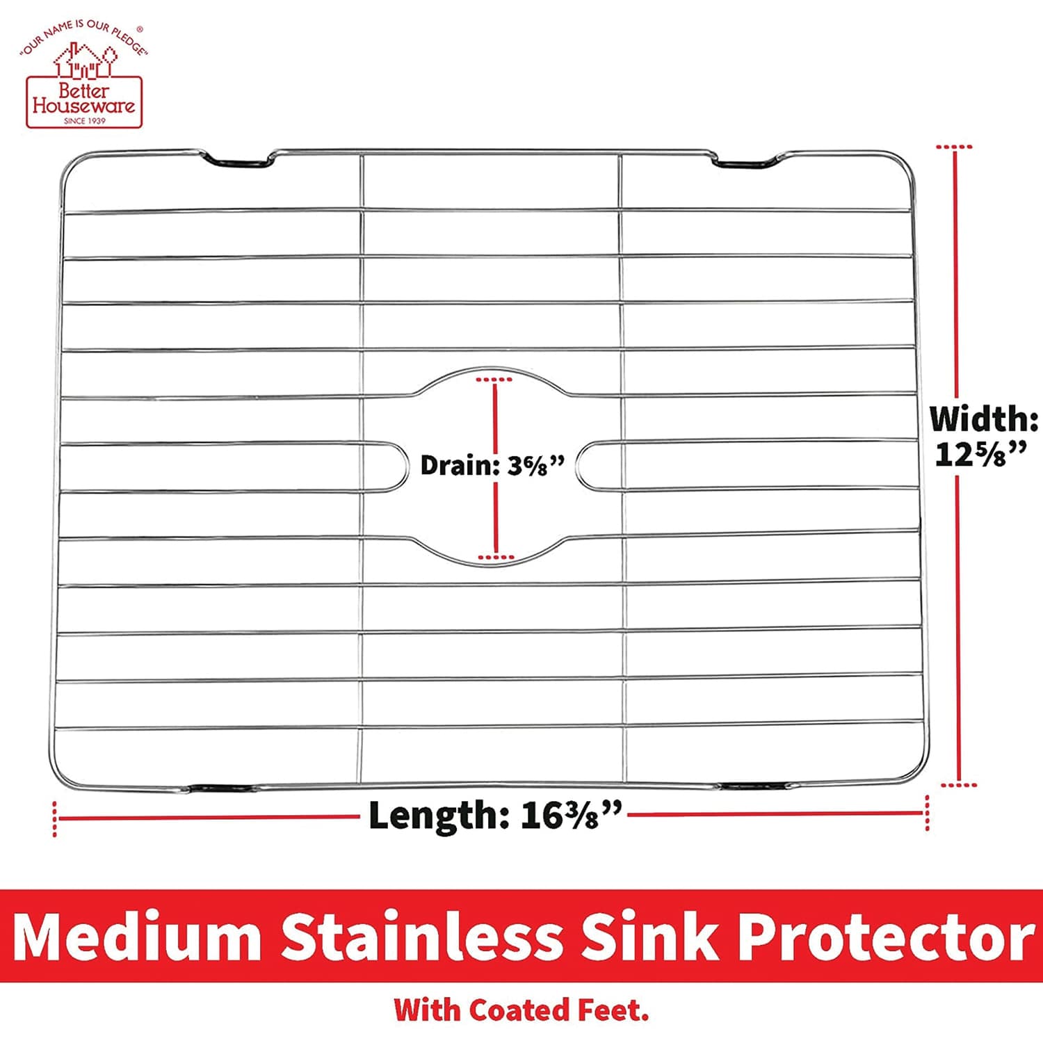 Better Houseware Stainless Steel Sink Protector, Medium