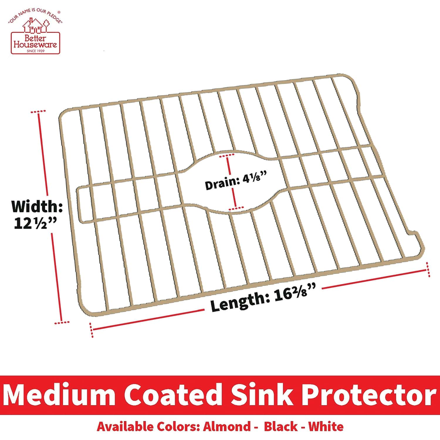 Better Houseware Medium Sink Protector, Almond
