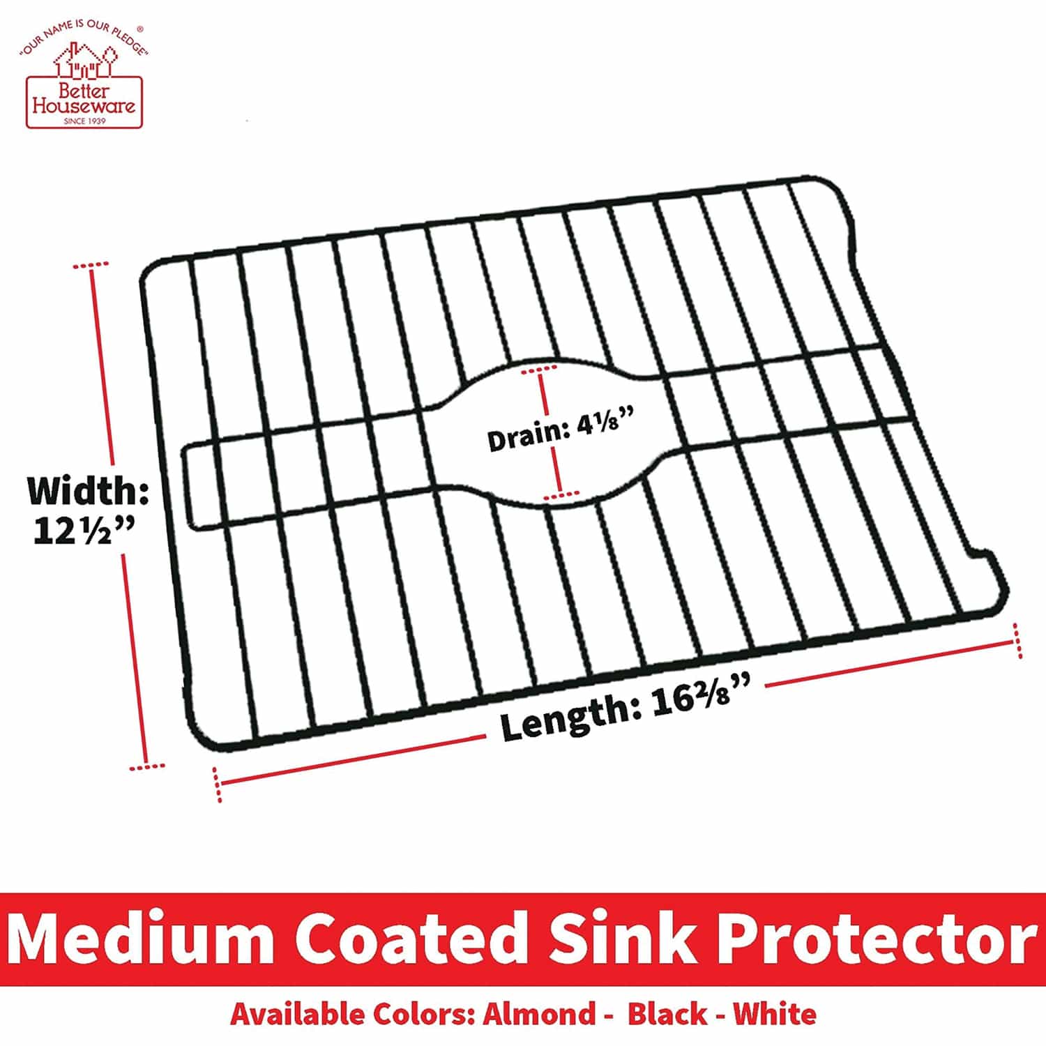 Better Houseware Medium Sink Protector, Black