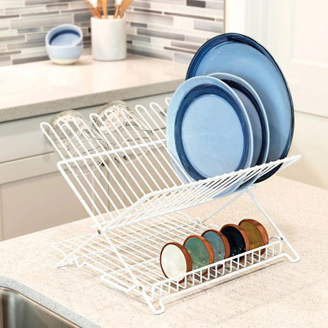 Better Houseware Folding Dish Rack, White