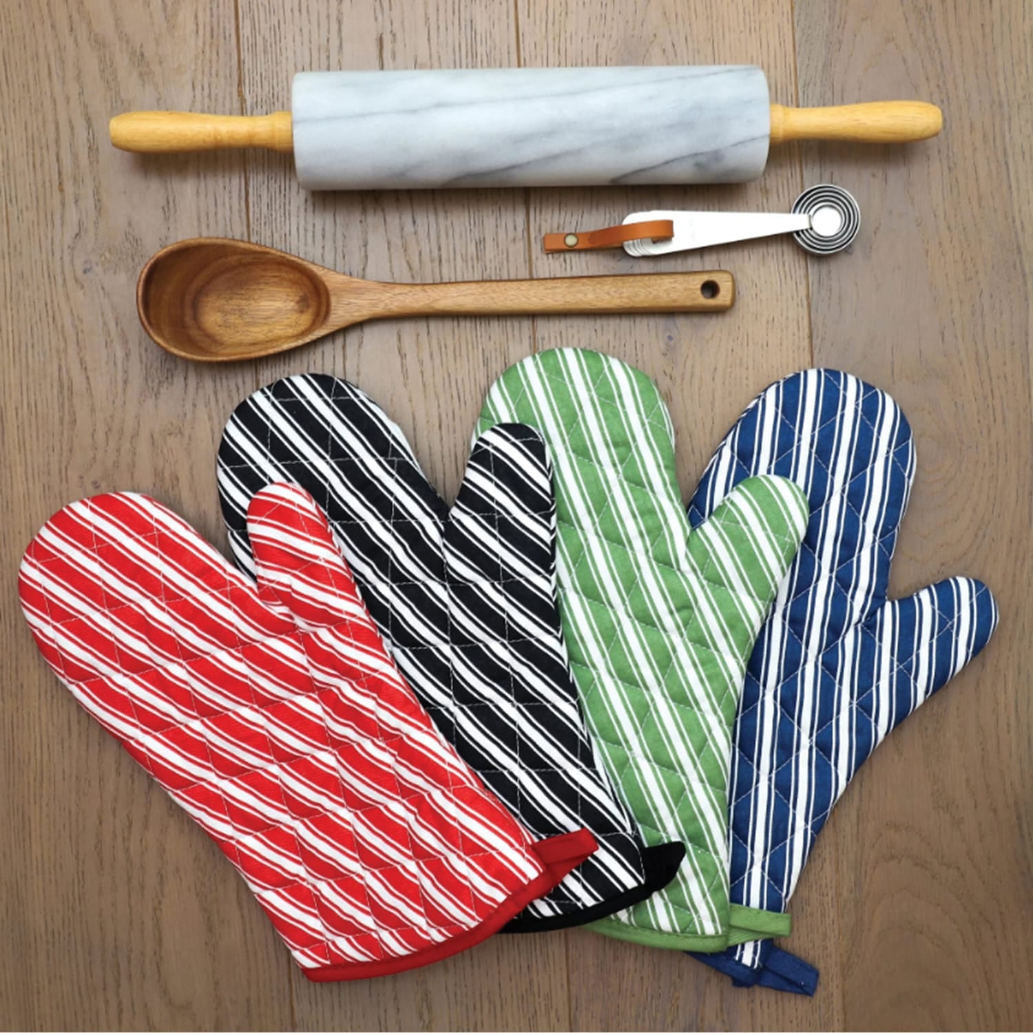 Better Houseware Striped Oven Mitt, Black