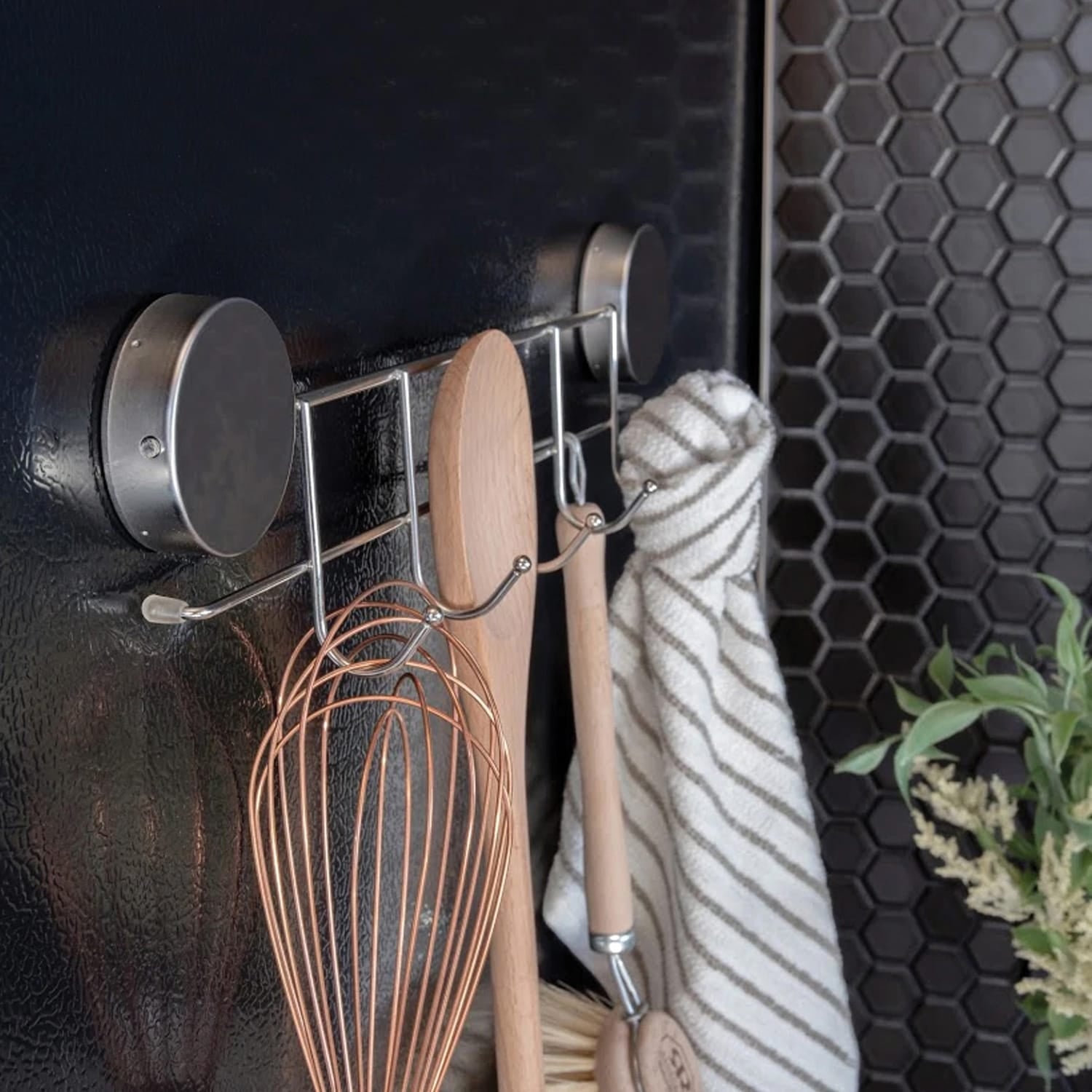 Better Houseware Stainless Steel Magnetic 5-Hook Utensil Rack