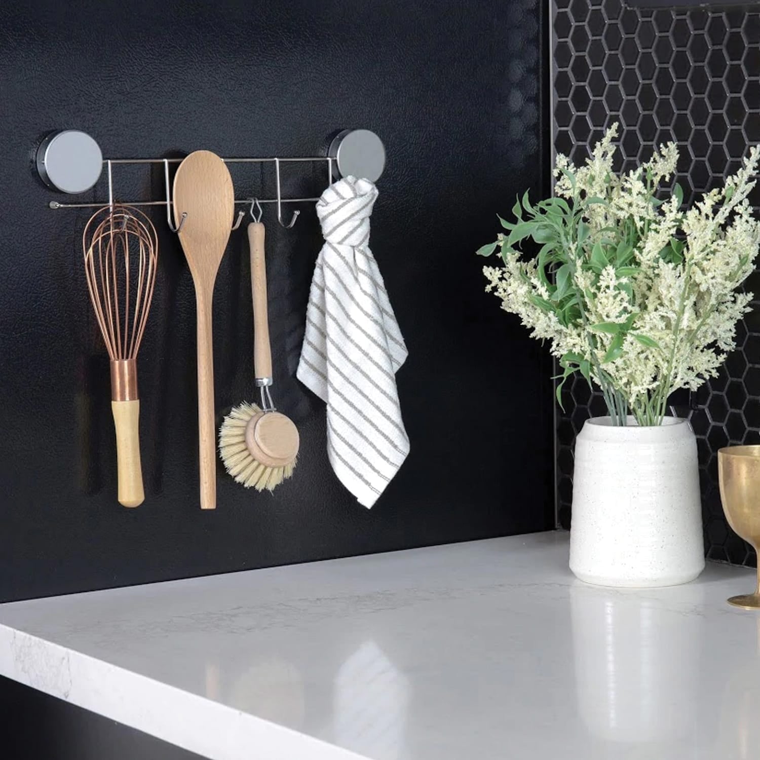 Better Houseware Stainless Steel Magnetic 5-Hook Utensil Rack
