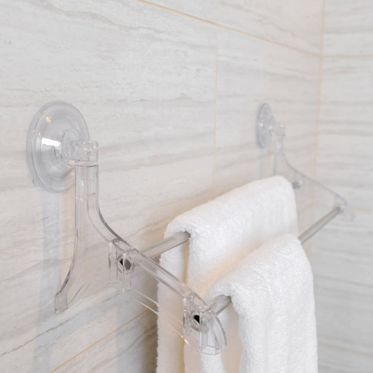 Better Houseware Suction-Cup Double Towel Bar, Clear