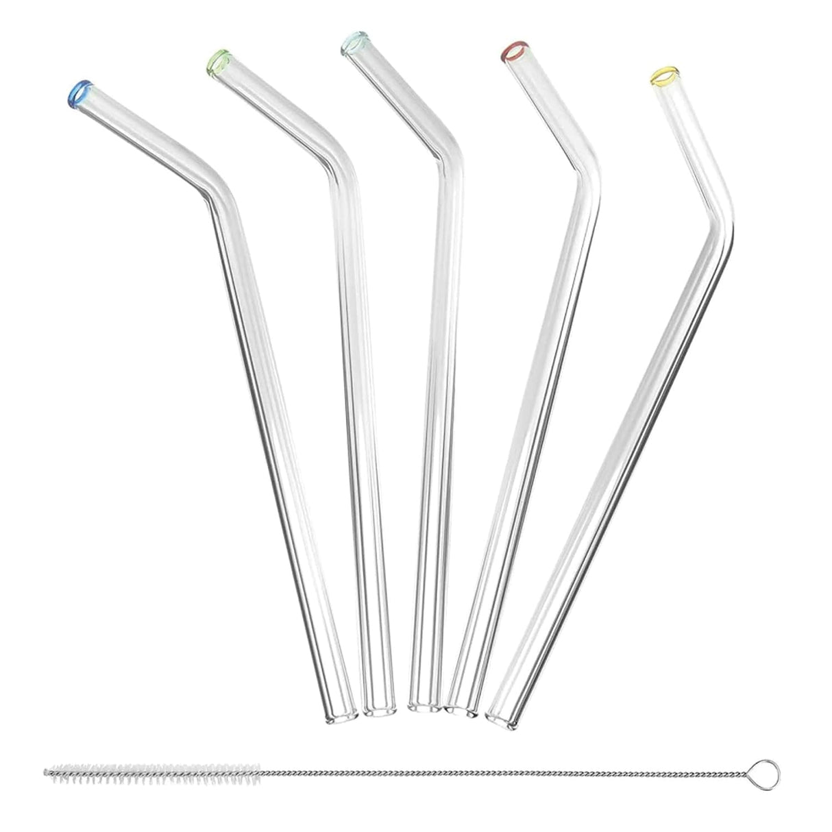 Better Houseware Glass Straws with Cleaning Brush, Set of 5, Standard