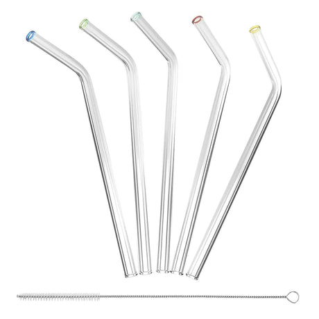 Better Houseware Glass Straws with Cleaning Brush, Set of 5, Standard