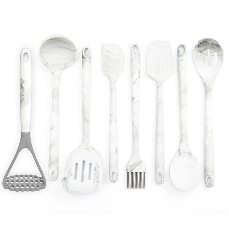 Better Houseware 8-Piece Silicone Utensils Set, White Marble
