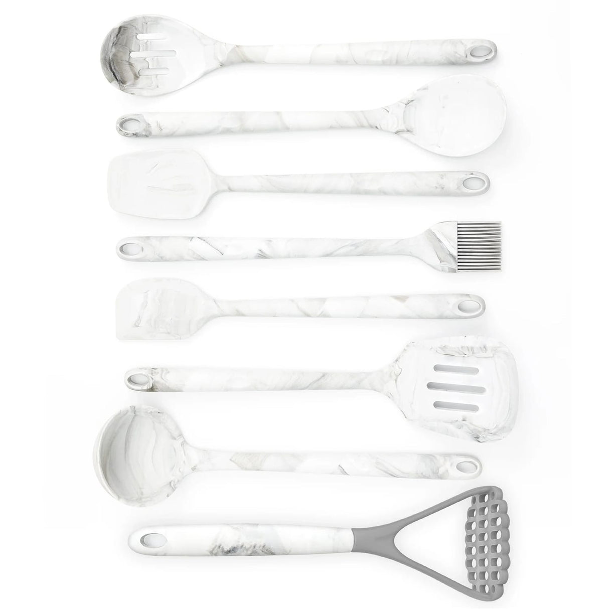 Better Houseware 8-Piece Silicone Utensils Set, White Marble