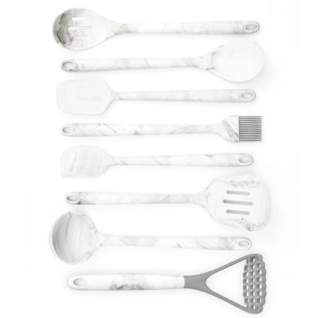 Better Houseware 8-Piece Silicone Utensils Set, White Marble