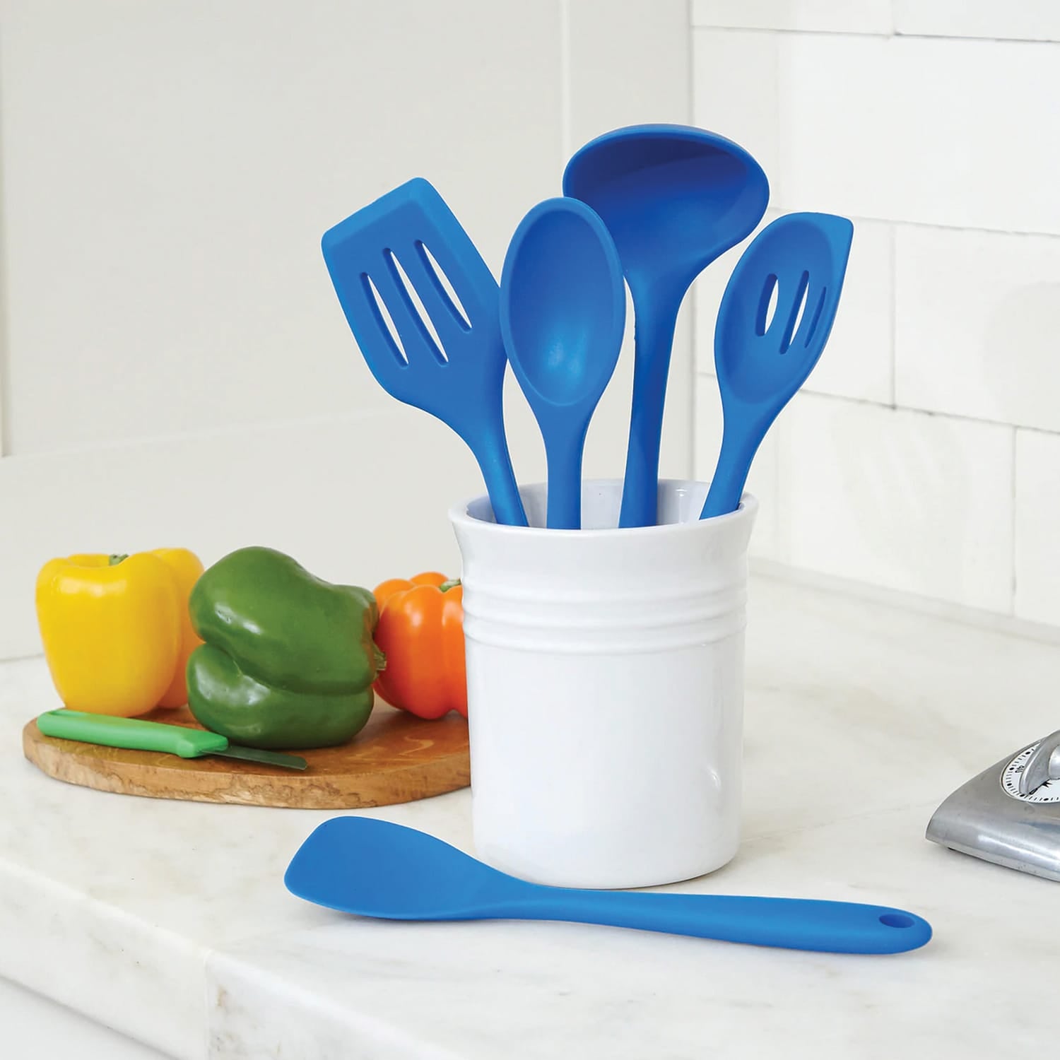 Better Houseware 5-Piece Silicone Cooking Utensils, Blue