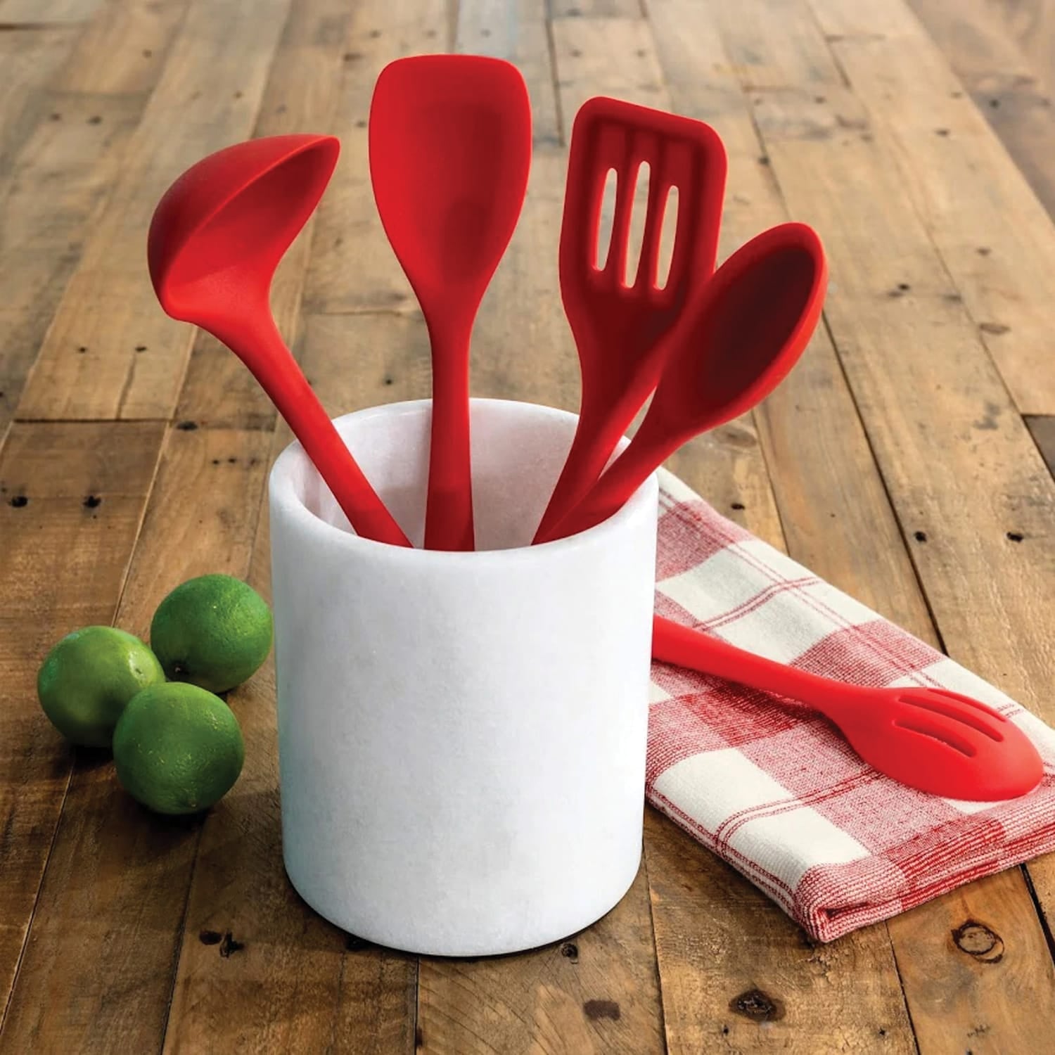 Better Houseware 5-Piece Silicone Cooking Utensils, Red