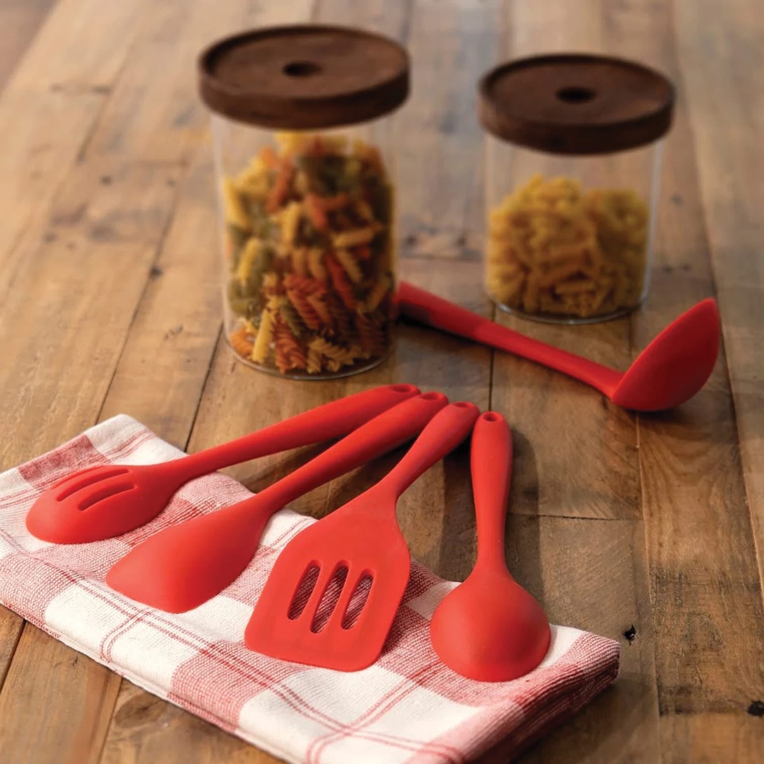 Better Houseware 5-Piece Silicone Cooking Utensils, Red