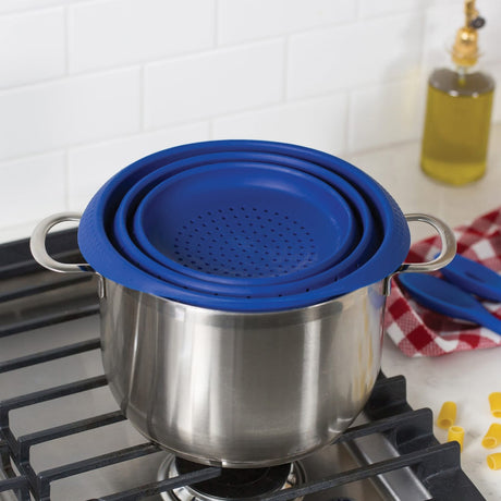 Better Houseware 4-Qt. Collapsible Silicone Colander, Blue