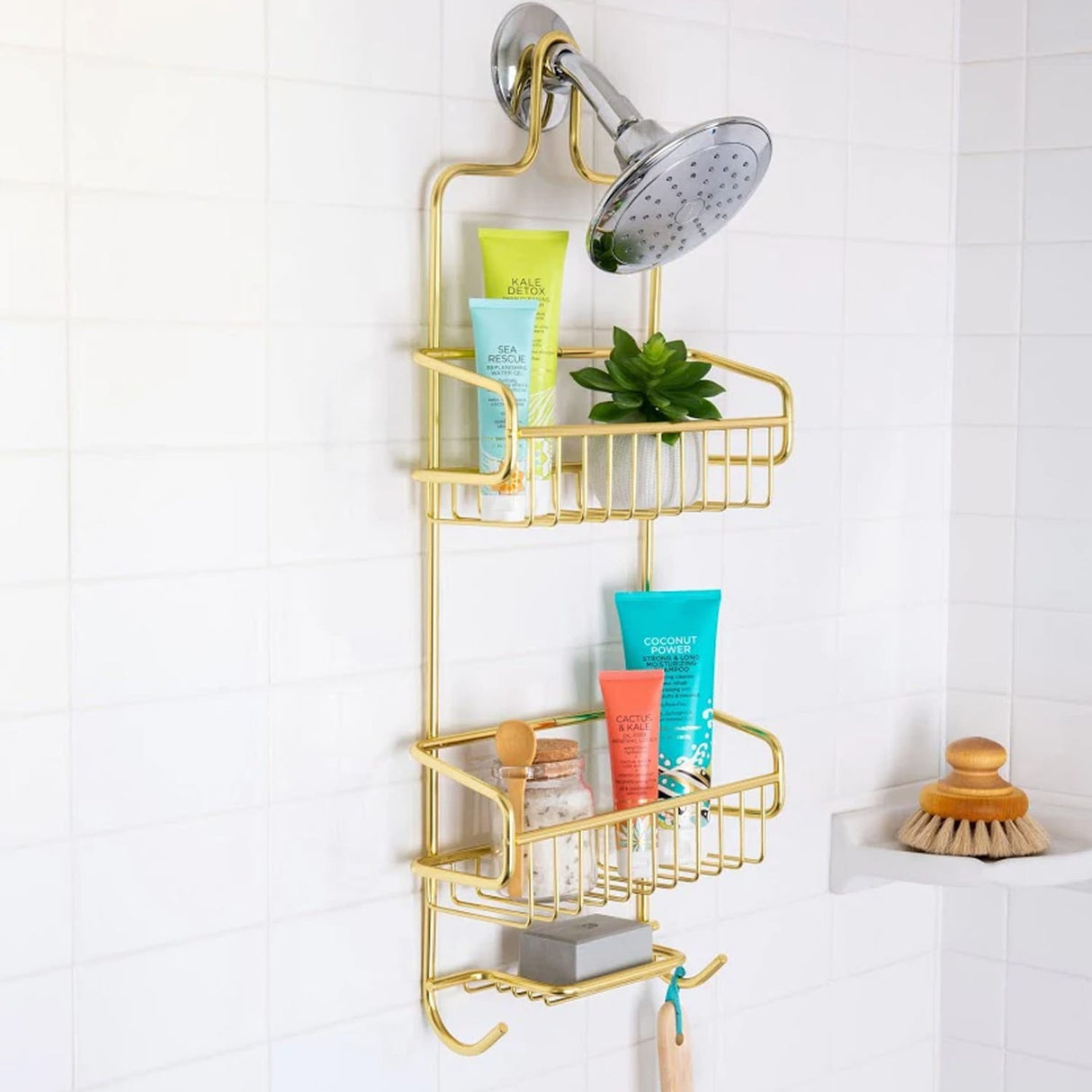 Better Houseware Rustproof Extra-Large Shower Caddy, Gold