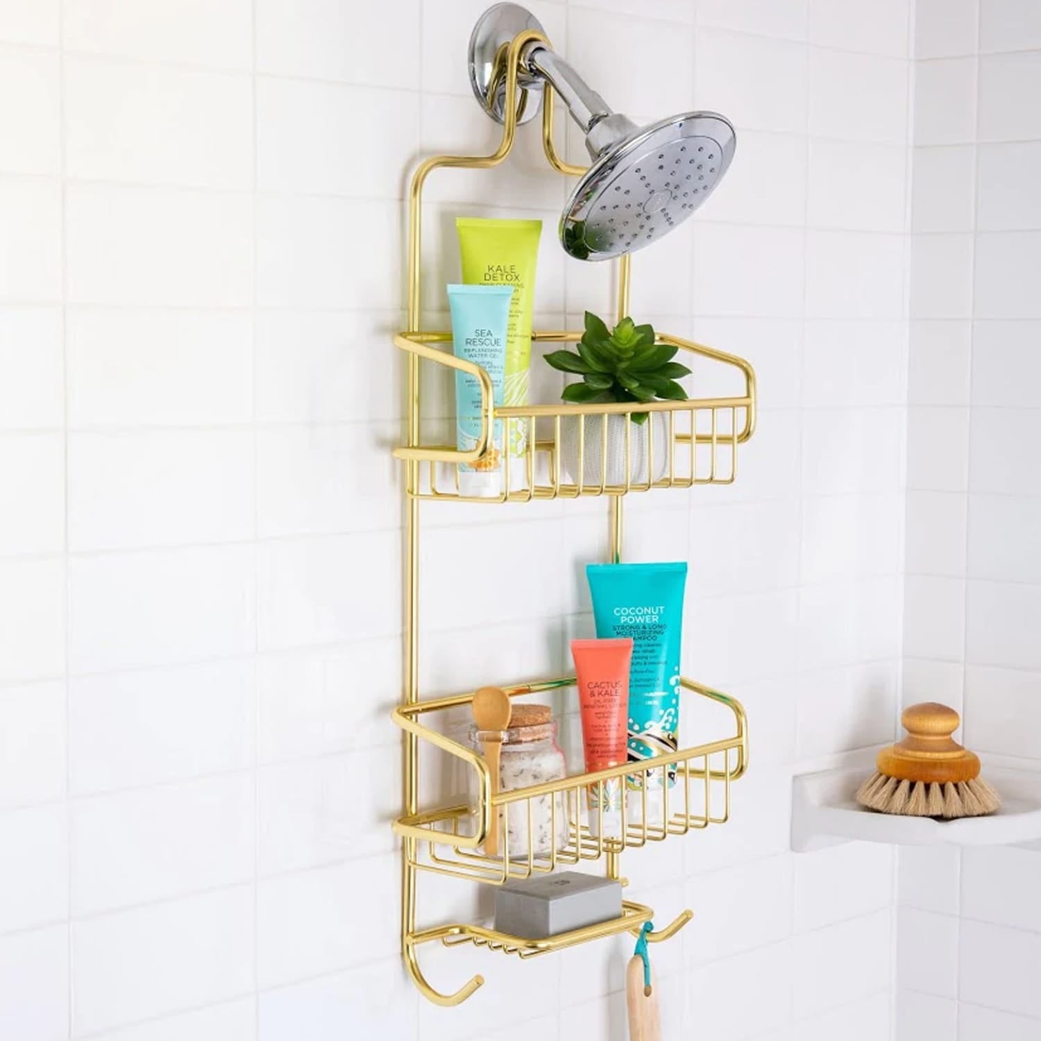 Better Houseware Rustproof Extra-Large Shower Caddy, Gold