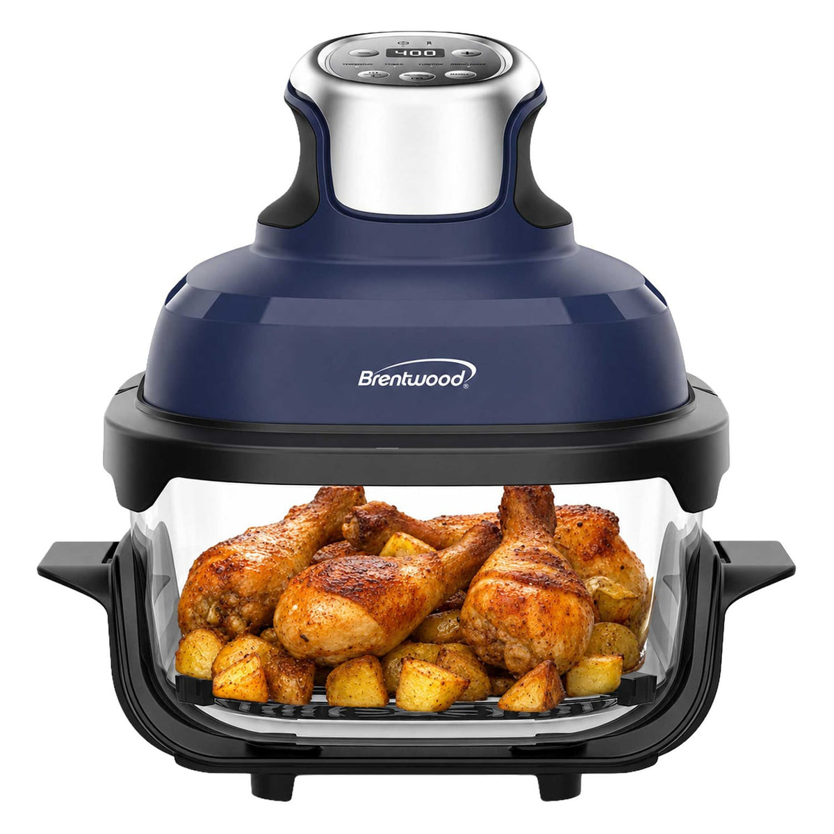 Brentwood 4.5-Qt. 1500-Watt Electric Digital Glass Air Fryer with Lid, Timer, Temperature Control, and Auto Shutoff
