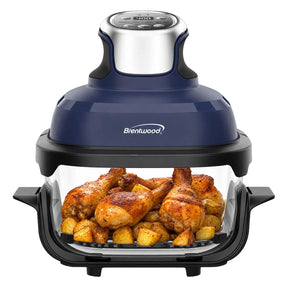 Brentwood 4.5-Qt. 1500-Watt Electric Digital Glass Air Fryer with Lid, Timer, Temperature Control, and Auto Shutoff