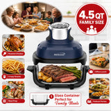 Brentwood 4.5-Qt. 1500-Watt Electric Digital Glass Air Fryer with Lid, Timer, Temperature Control, and Auto Shutoff