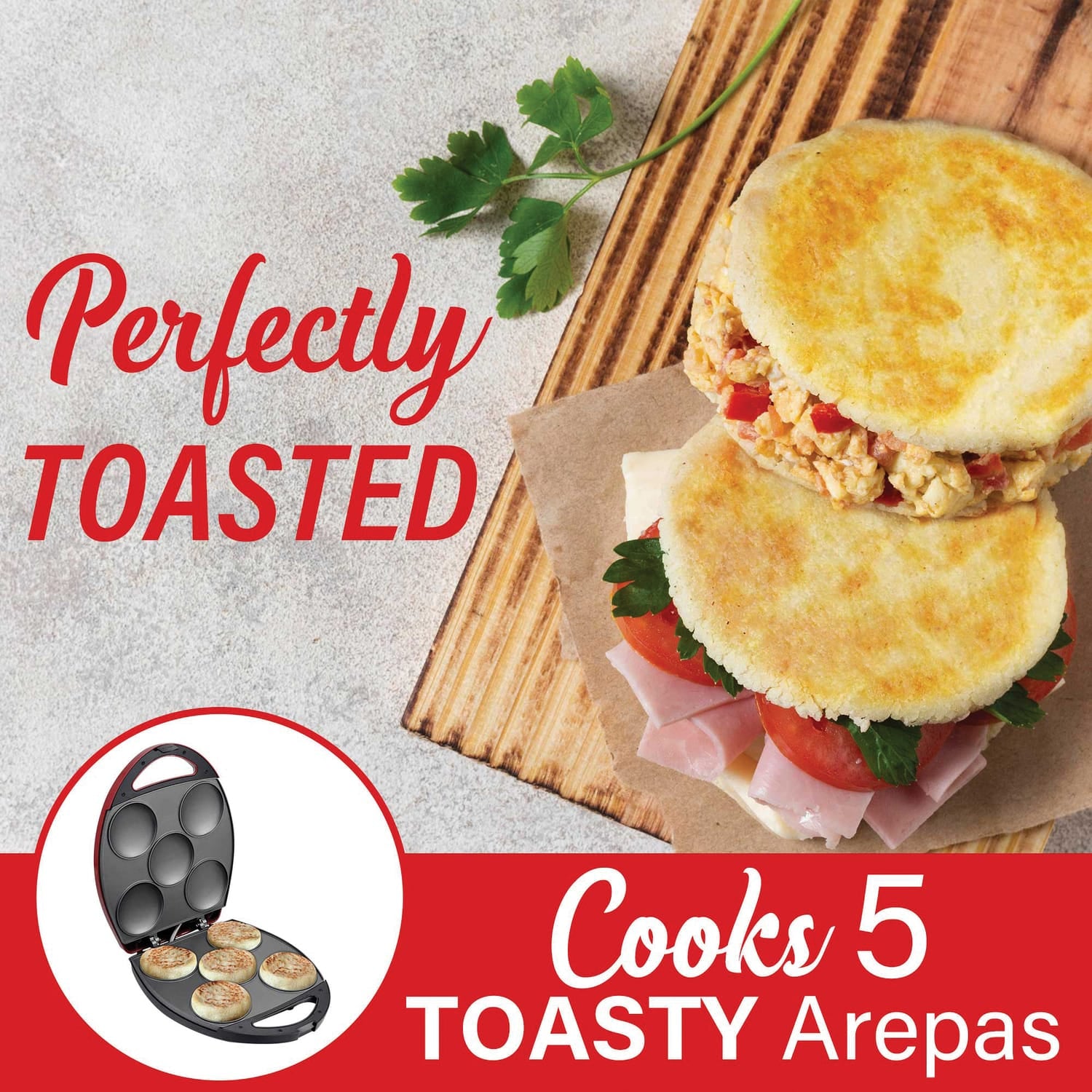 Brentwood 1200-Watt 5-Piece Nonstick Arepa Maker