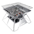 Brentwood 14-In. x 14-In. Stainless Steel Portable Folding Charcoal BBQ Grill and Outdoor Fire Pit with Carry Bag, BB-4X14SS