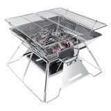 Brentwood 14-In. x 14-In. Stainless Steel Portable Folding Charcoal BBQ Grill and Outdoor Fire Pit with Carry Bag, BB-4X14SS