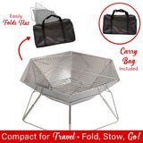 Brentwood 20-In. Stainless Steel Portable Folding Charcoal BBQ Grill and Outdoor Fire Pit with Carry Bag, BB-6X20SS