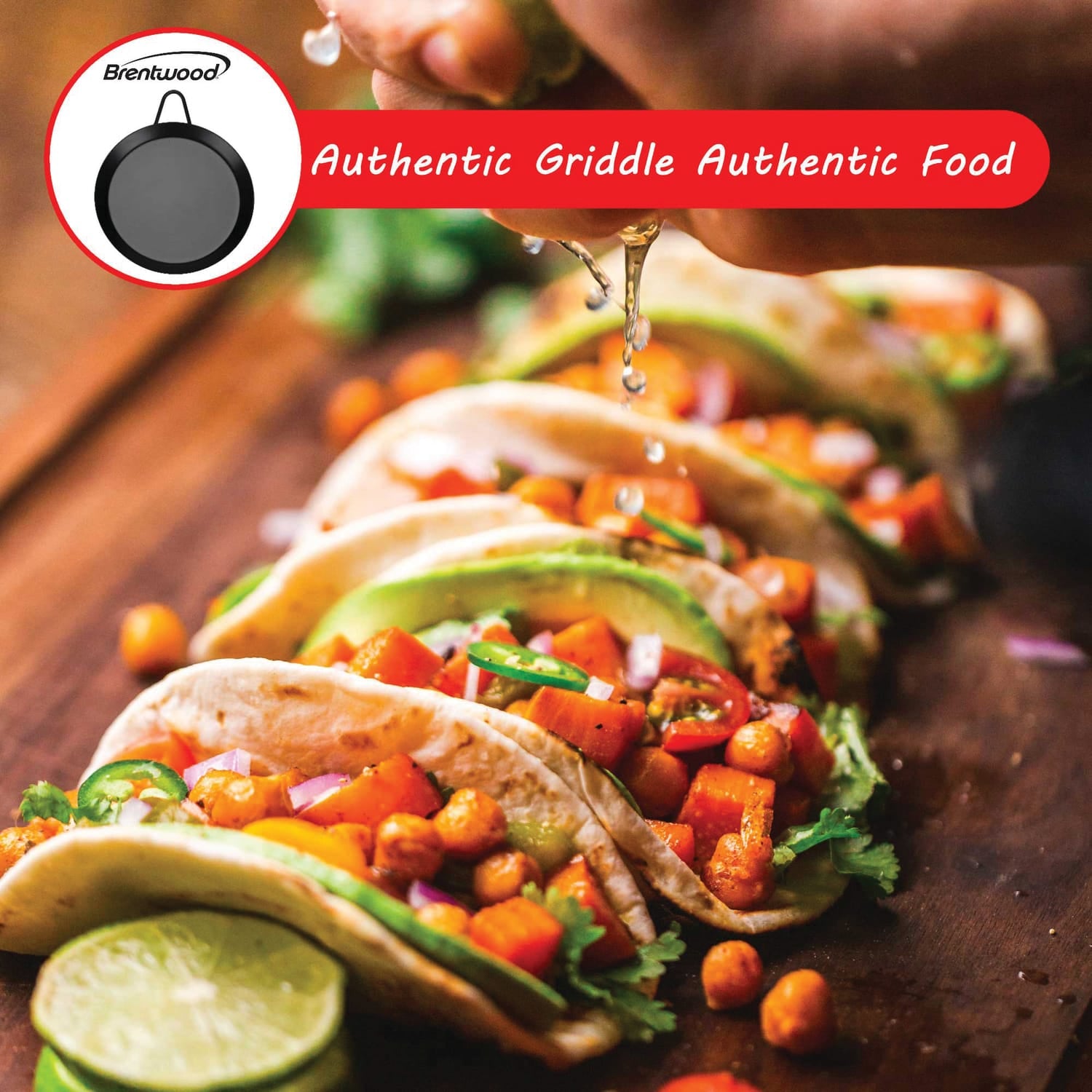 Brentwood Carbon Steel Nonstick Round Comal Griddle, 13 In.