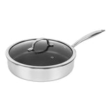 Brentwood 10-In. 3.2-Qt. 3-Ply Hybrid Non-Stick Stainless Steel Deep Sauté Pan with Tempered Glass Lid