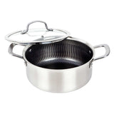 Brentwood 3-Ply Hybrid Non-Stick Stainless Steel Dutch Oven with Tempered Glass Lid, 4 Qt.