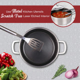 Brentwood 3-Ply Hybrid Non-Stick Stainless Steel Dutch Oven with Tempered Glass Lid, 4 Qt.
