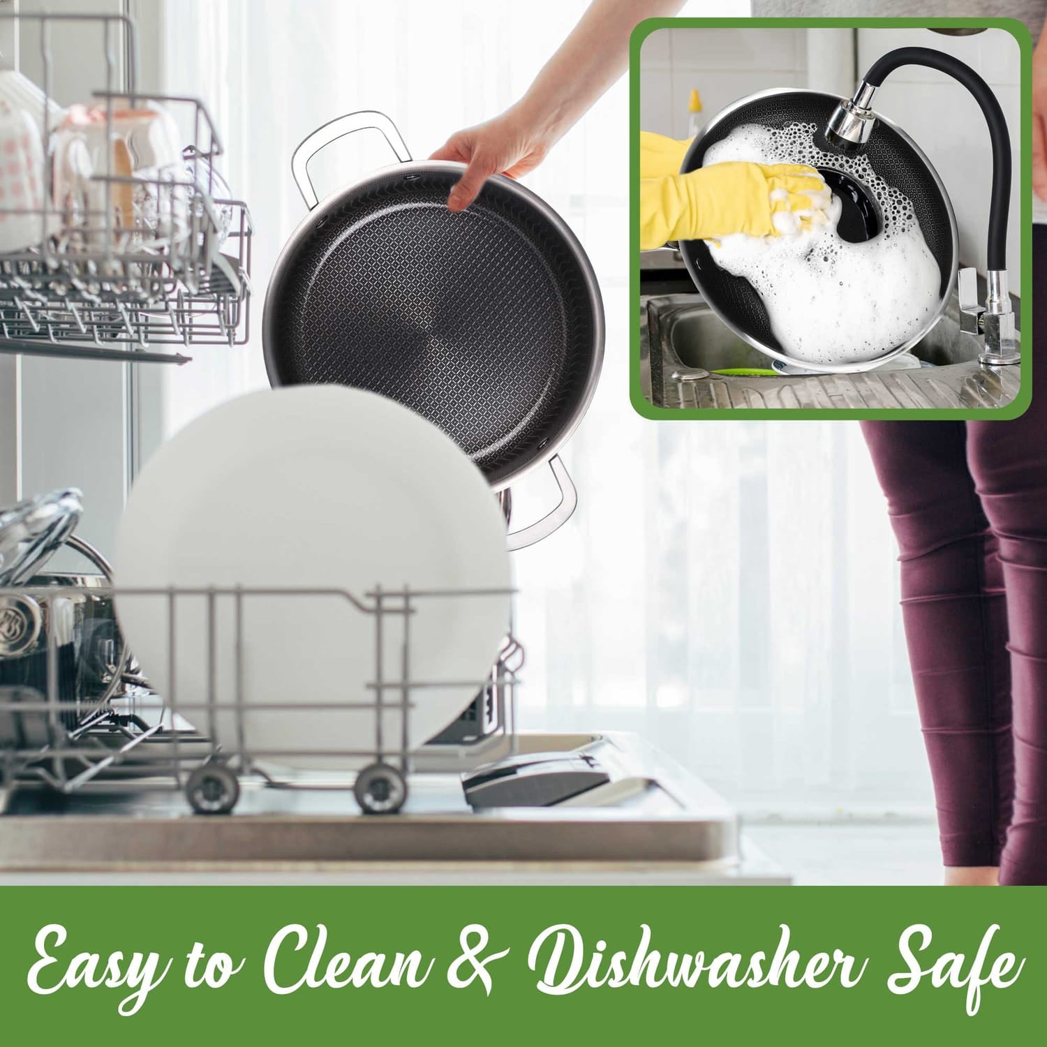 Brentwood 3-Ply Hybrid Non-Stick Stainless Steel Dutch Oven with Tempered Glass Lid, 4 Qt.