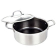 Brentwood 3-Ply Hybrid Non-Stick Stainless Steel Dutch Oven with Tempered Glass Lid, 6 Qt.