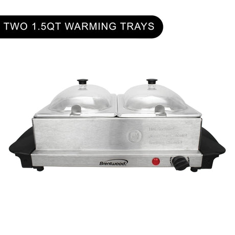Brentwood 3-Quart 2-Pan Buffet Server and Warming Tray