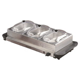 Brentwood 180-Watt 4.5-Qt. 3-Pan Buffet Server and Warming Tray, Silver