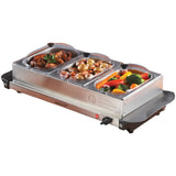 Brentwood 180-Watt 4.5-Qt. 3-Pan Buffet Server and Warming Tray, Silver