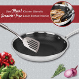 Brentwood 3-Ply Hybrid Non-Stick Stainless Steel Induction-Ready Frying Pan, 9.5 In.