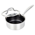 Brentwood 3-Ply Hybrid Non-Stick Stainless Steel Saucepan with Tempered Glass Lid, 1.5 Qt.