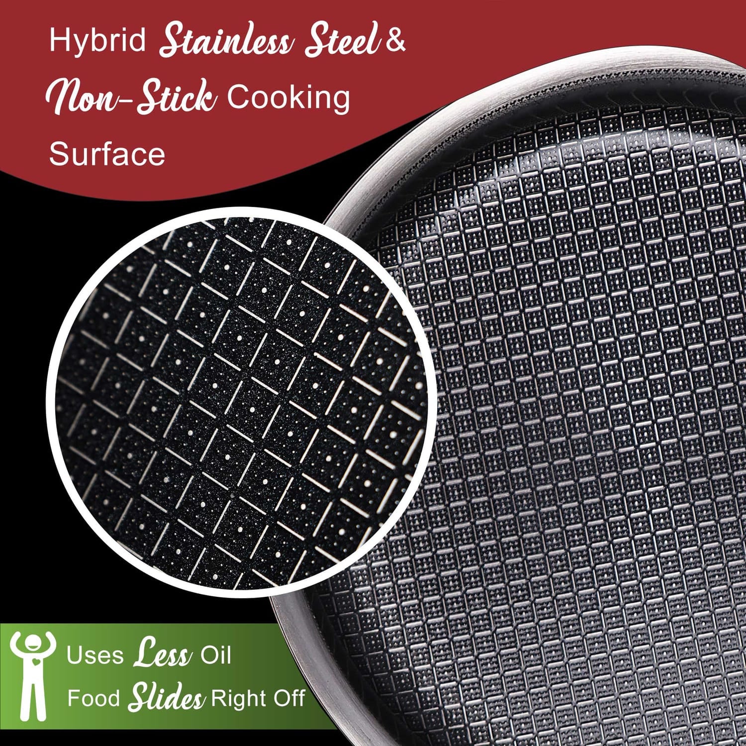Brentwood 3-Ply Hybrid Non-Stick Stainless Steel Saucepan with Tempered Glass Lid, 1.5 Qt.
