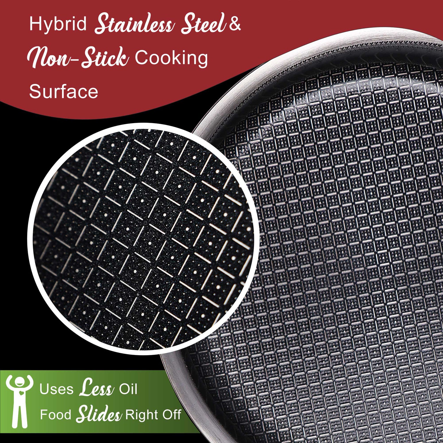 Brentwood 3-Ply Hybrid Non-Stick Stainless Steel Saucepan with Tempered Glass Lid, 2.2 Qt.