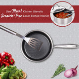 Brentwood 3-Ply Hybrid Non-Stick Stainless Steel Saucepan with Tempered Glass Lid, 3 Qt.