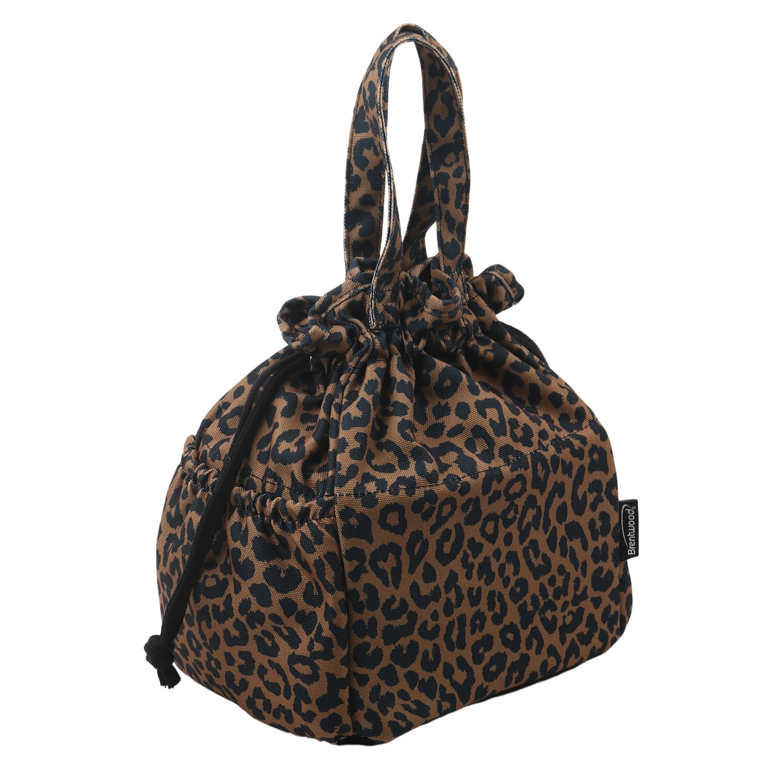 Brentwood Insulated Canvas Lunch Tote Cooler Bag for Women, 12-Can Capacity, with 2 Side Pockets, CB-2025L, Leopard Brown