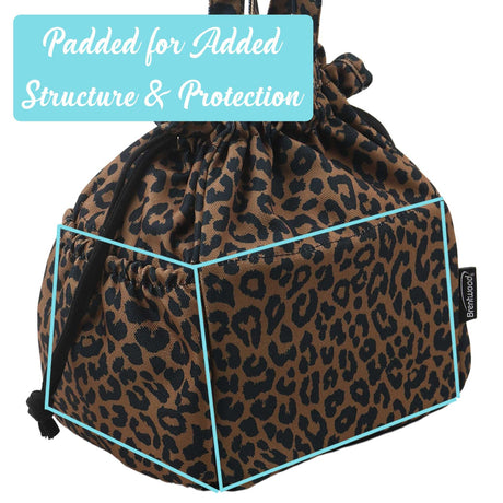 Brentwood Insulated Canvas Lunch Tote Cooler Bag for Women, 12-Can Capacity, with 2 Side Pockets, CB-2025L, Leopard Brown