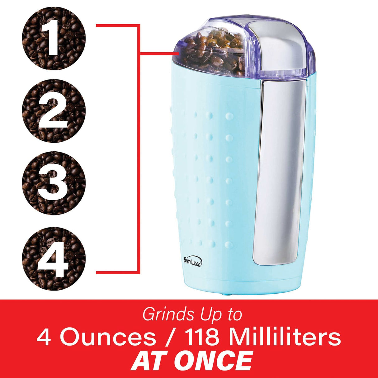 Brentwood 4-Oz. Coffee and Spice Grinder, Blue