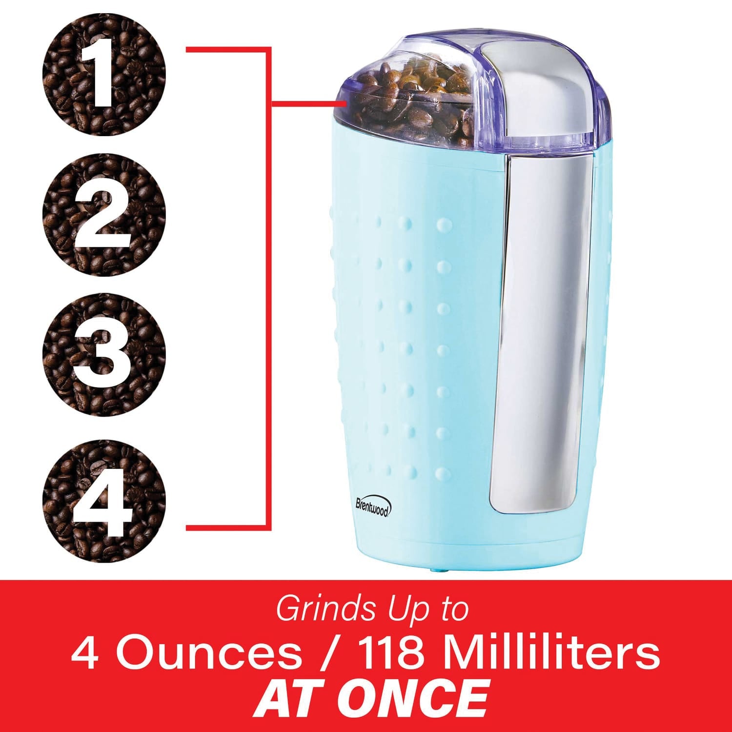 Brentwood 4-Oz. Coffee and Spice Grinder, Blue