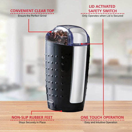 Brentwood 4-Oz. Coffee and Spice Grinder, Black