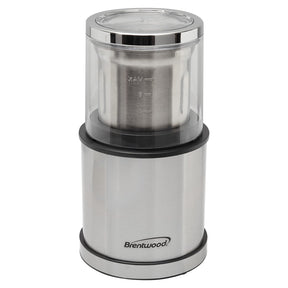 Brentwood 75-Gram Electric Stainless Steel Wet-and-Dry Coffee Bean, Herb, and Spice Grinder with 2 Removable Bowls, CG-162S