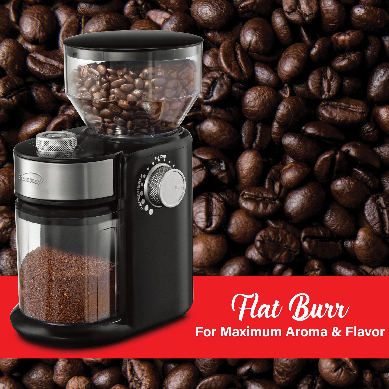 Brentwood 32-Cup Electric Automatic Burr Coffee Grinder